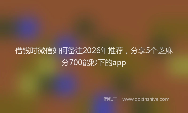 借钱时微信如何备注2026年推荐，分享5个芝麻分700能秒下的app