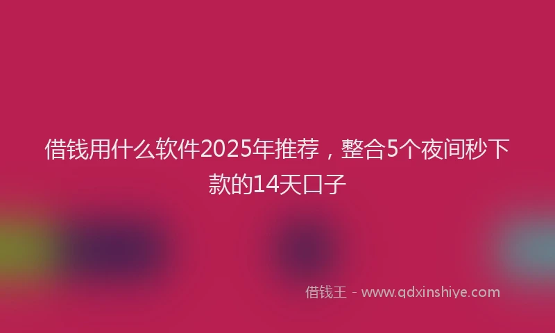 借钱用什么软件2025年推荐，整合5个夜间秒下款的14天口子
