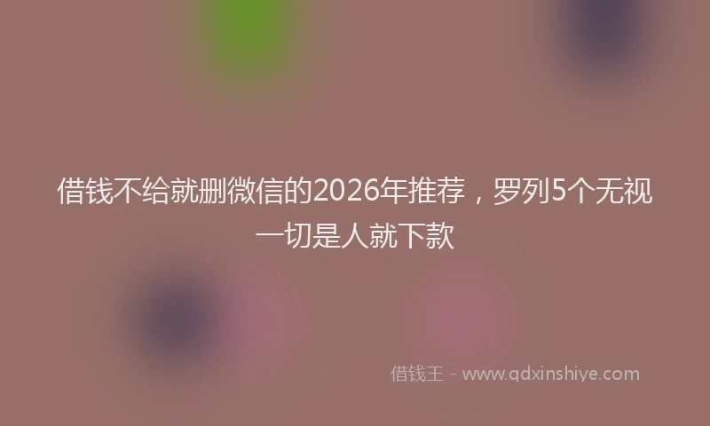 借钱不给就删微信的2026年推荐，罗列5个无视一切是人就下款