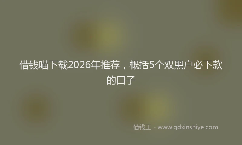 借钱喵下载2026年推荐，概括5个双黑户必下款的口子