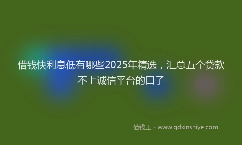 借钱快利息低有哪些2025年精选,汇总五个贷款不上诚信平台的口子