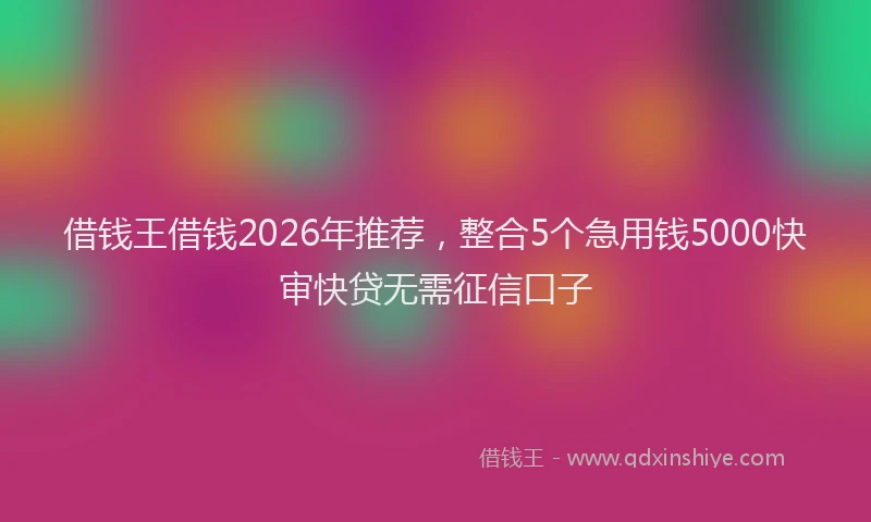 借钱王借钱2026年推荐，整合5个急用钱5000快审快贷无需征信口子