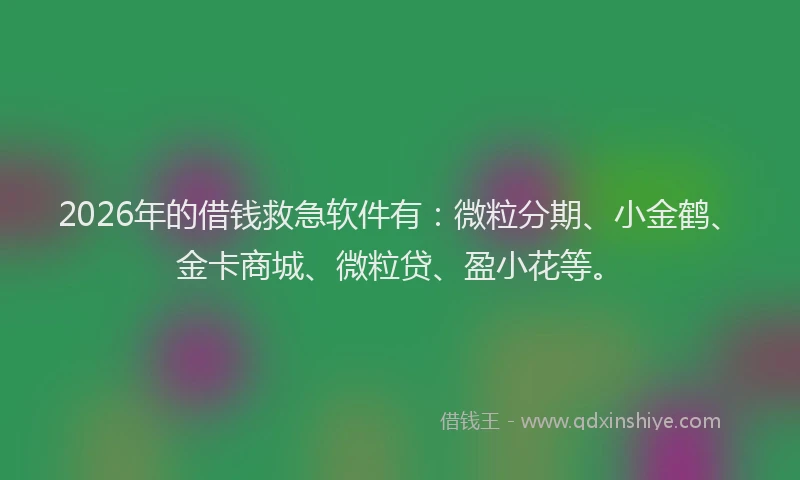 2026年的借钱救急软件有：微粒分期、小金鹤、金卡商城、微粒贷、盈小花等。