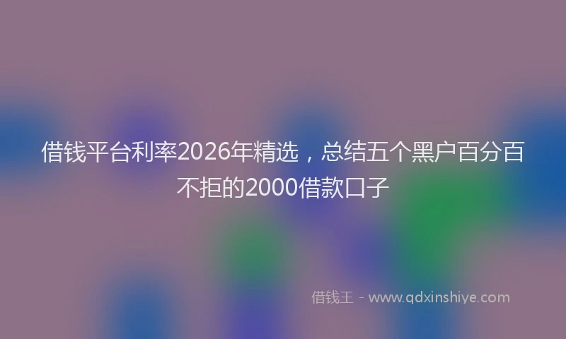 借钱平台利率2026年精选,总结五个黑户百分百不拒的2000借款口子