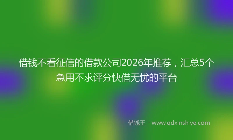 借钱不看征信的借款公司2026年推荐，汇总5个急用不求评分快借无忧的平台