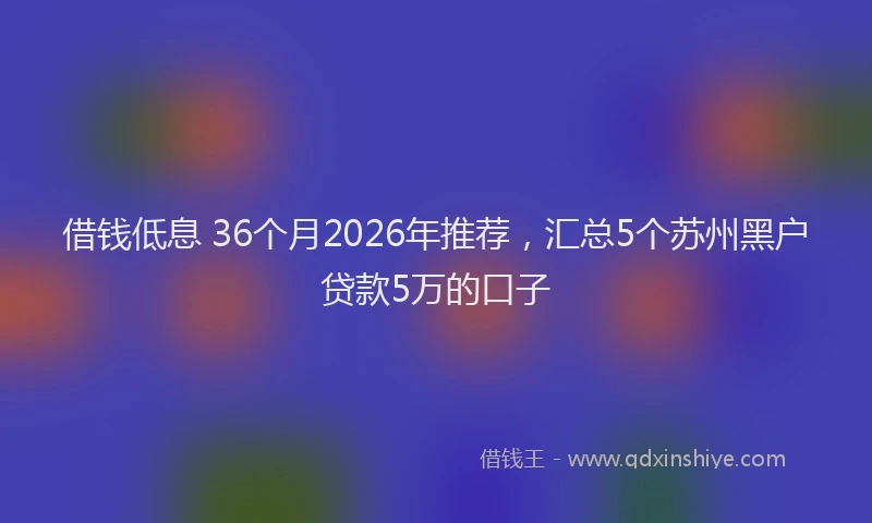 借钱低息 36个月2026年推荐,汇总5个苏州黑户贷款5万的口子