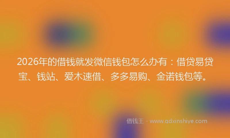 2026年的借钱就发微信钱包怎么办有：借贷易贷宝、钱站、爱木速借、多多易购、金诺钱包等。