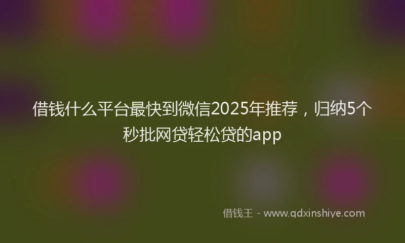 借钱什么平台最快到微信2025年推荐，归纳5个秒批网贷轻松贷的app