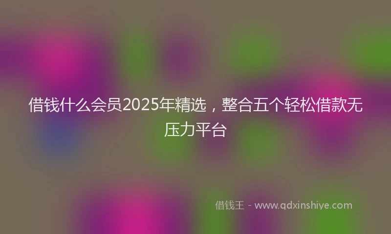 借钱什么会员2025年精选，整合五个轻松借款无压力平台