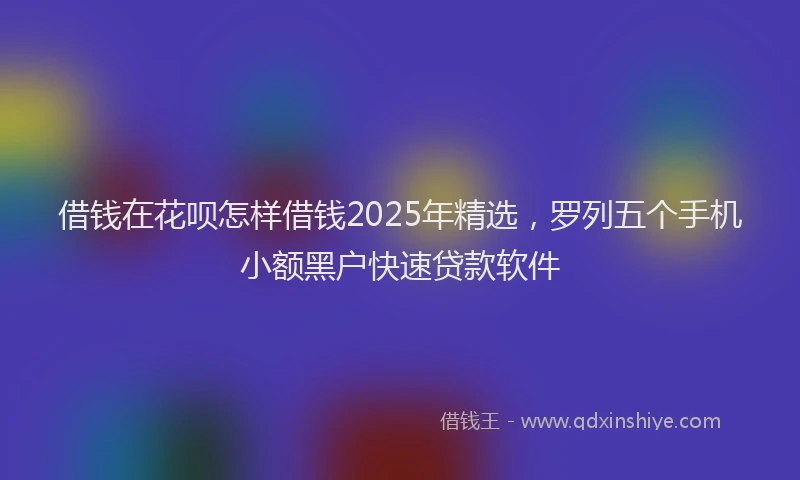借钱在花呗怎样借钱2025年精选，罗列五个手机小额黑户快速贷款软件