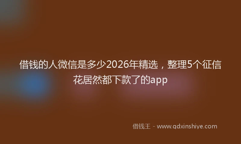 借钱的人微信是多少2026年精选，整理5个征信花居然都下款了的app