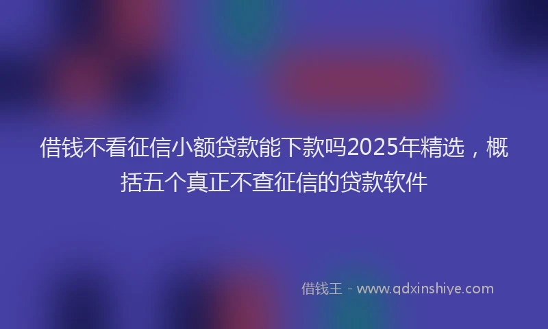 借钱不看征信小额贷款能下款吗2025年精选，概括五个真正不查征信的贷款软件