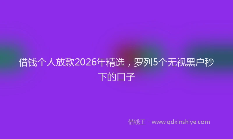 借钱个人放款2026年精选，罗列5个无视黑户秒下的口子