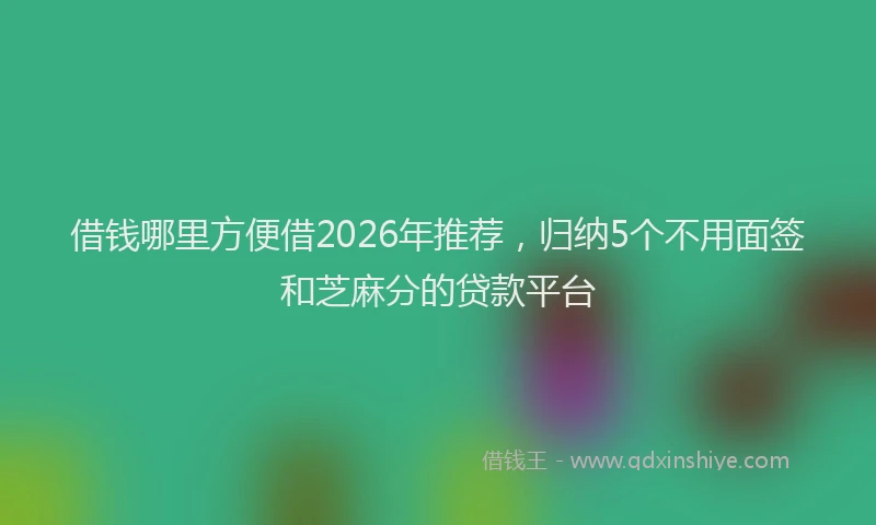 借钱哪里方便借2026年推荐,归纳5个不用面签和芝麻分的贷款平台