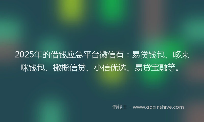 2025年的借钱应急平台微信有：易贷钱包、哆来咪钱包、橄榄信贷、小信优选、易贷宝融等。