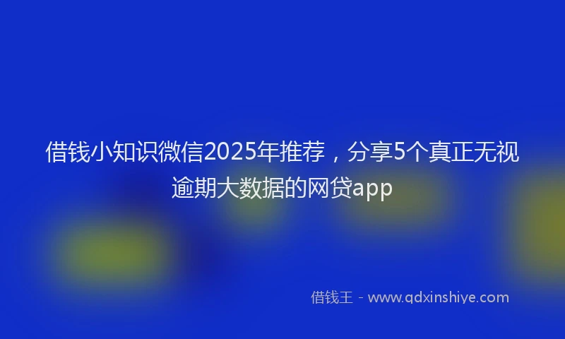 借钱小知识微信2025年推荐,分享5个真正无视逾期大数据的网贷app