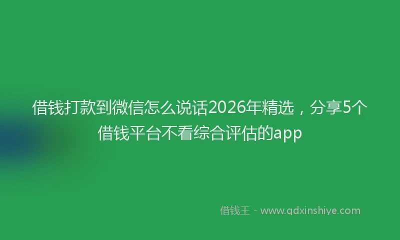 借钱打款到微信怎么说话2026年精选,分享5个借钱平台不看综合评估的app