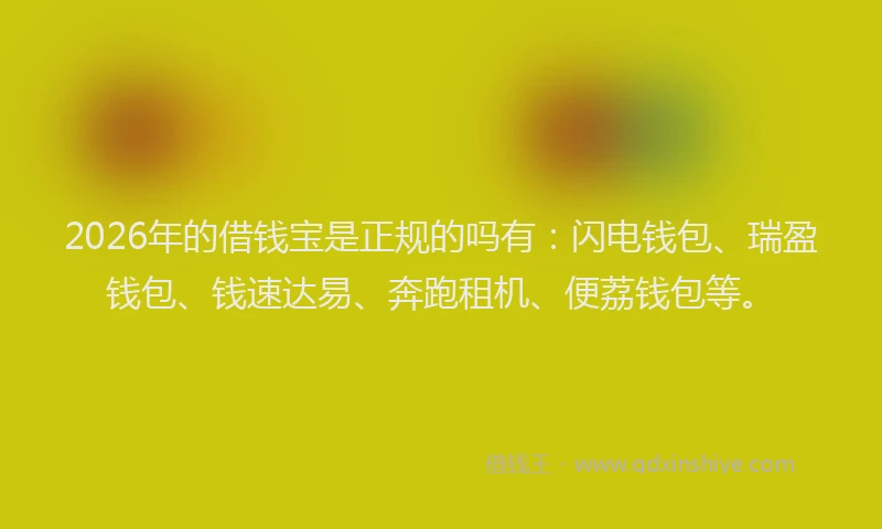 2026年的借钱宝是正规的吗有：闪电钱包、瑞盈钱包、钱速达易、奔跑租机、便荔钱包等。