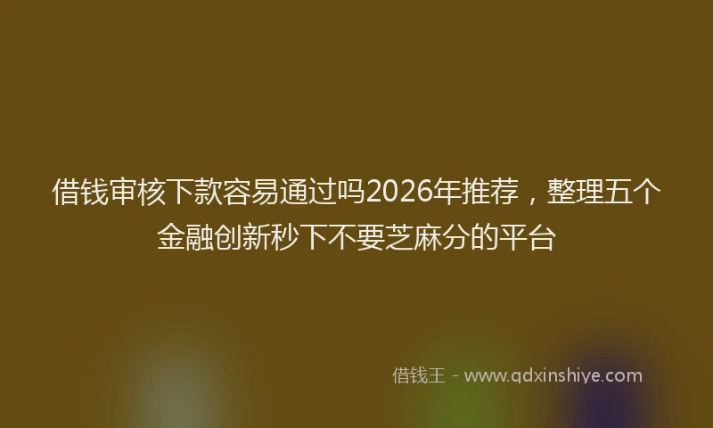借钱审核下款容易通过吗2026年推荐，整理五个金融创新秒下不要芝麻分的平台