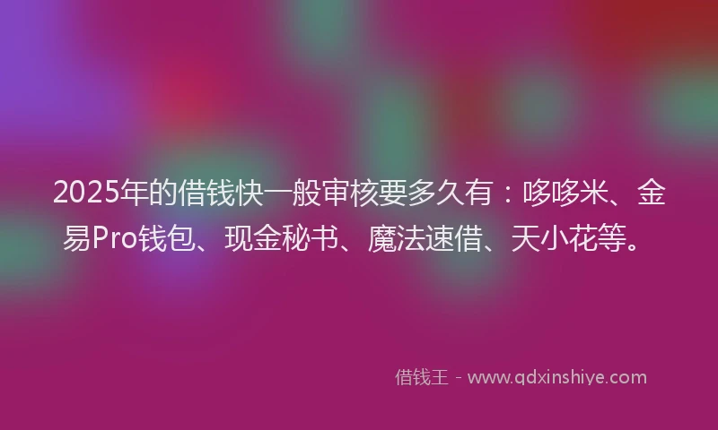 2025年的借钱快一般审核要多久有：哆哆米、金易Pro钱包、现金秘书、魔法速借、天小花等。
