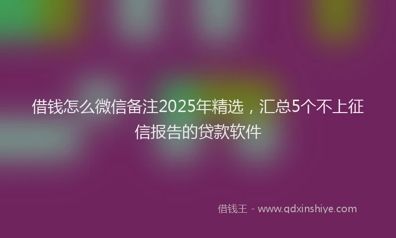 借钱怎么微信备注2025年精选，汇总5个不上征信报告的贷款软件