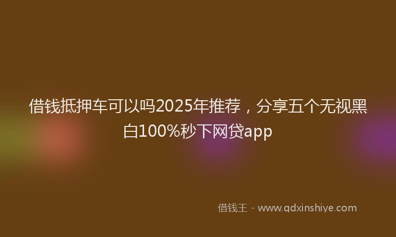 借钱抵押车可以吗2025年推荐，分享五个无视黑白100%秒下网贷app
