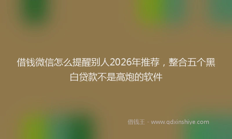 借钱微信怎么提醒别人2026年推荐，整合五个黑白贷款不是高炮的软件