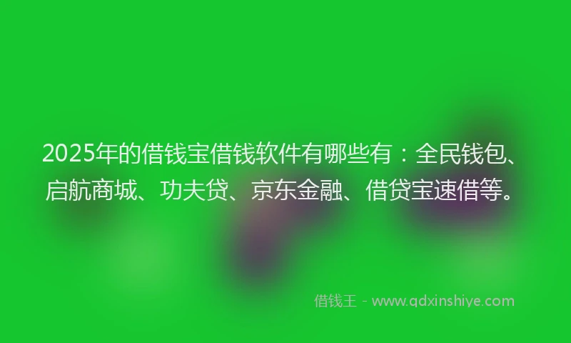 2025年的借钱宝借钱软件有哪些有:全民钱包、启航商城、功夫贷、京东金融、借贷宝速借等。