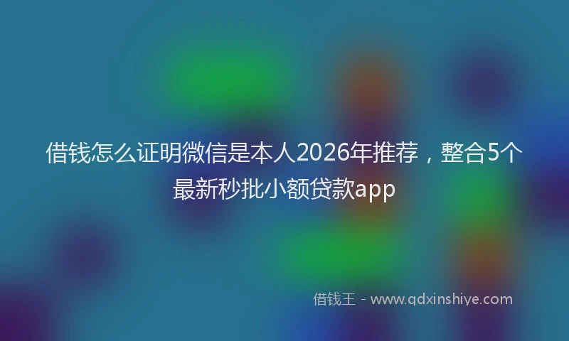 借钱怎么证明微信是本人2026年推荐，整合5个最新秒批小额贷款app