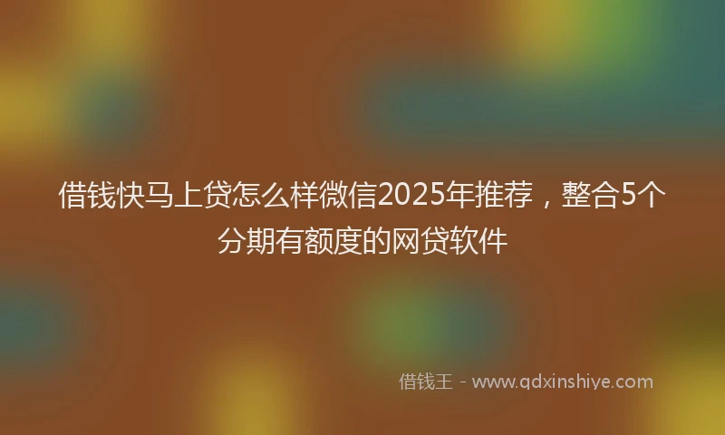 借钱快马上贷怎么样微信2025年推荐，整合5个分期有额度的网贷软件