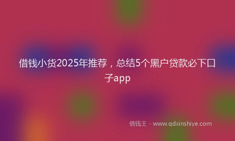 借钱小货2025年推荐,总结5个黑户贷款必下口子app