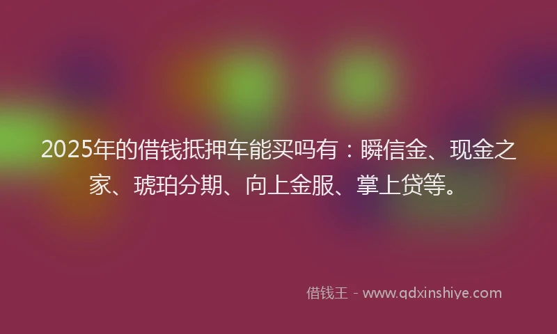 2025年的借钱抵押车能买吗有:瞬信金、现金之家、琥珀分期、向上金服、掌上贷等。