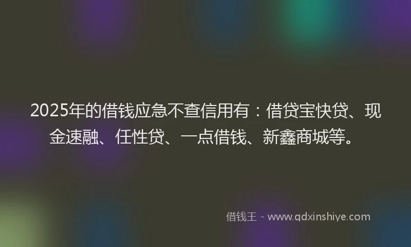2025年的借钱应急不查信用有：借贷宝快贷、现金速融、任性贷、一点借钱、新鑫商城等。