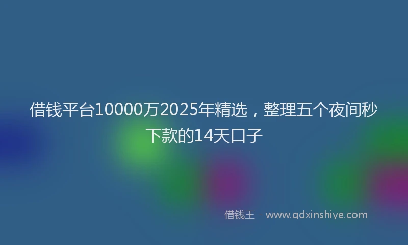 借钱平台10000万2025年精选，整理五个夜间秒下款的14天口子