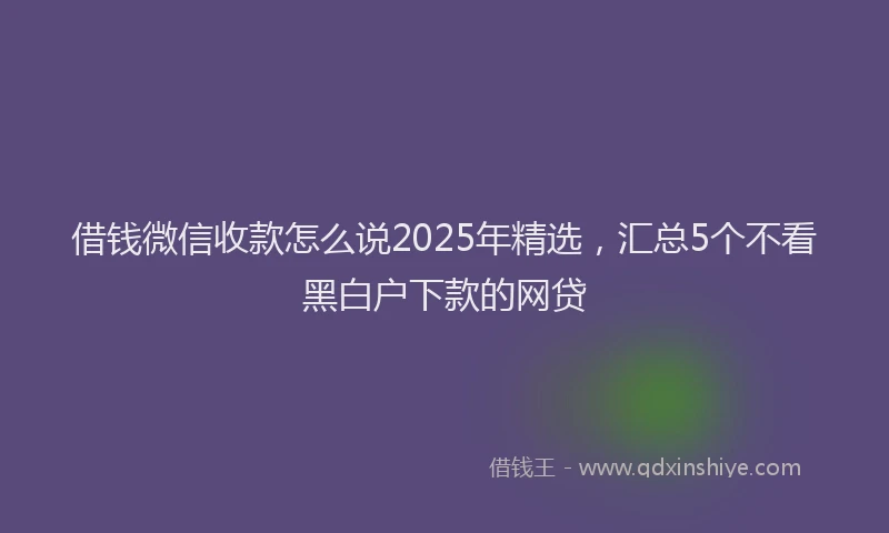借钱微信收款怎么说2025年精选，汇总5个不看黑白户下款的网贷