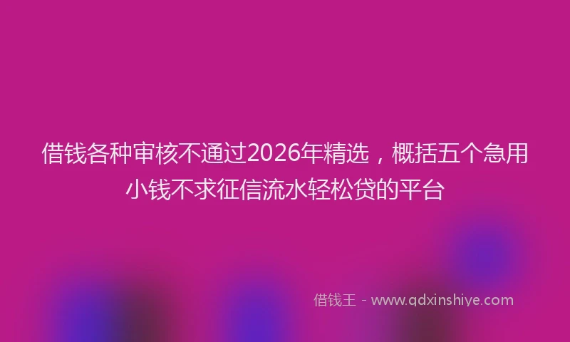 借钱各种审核不通过2026年精选，概括五个急用小钱不求征信流水轻松贷的平台