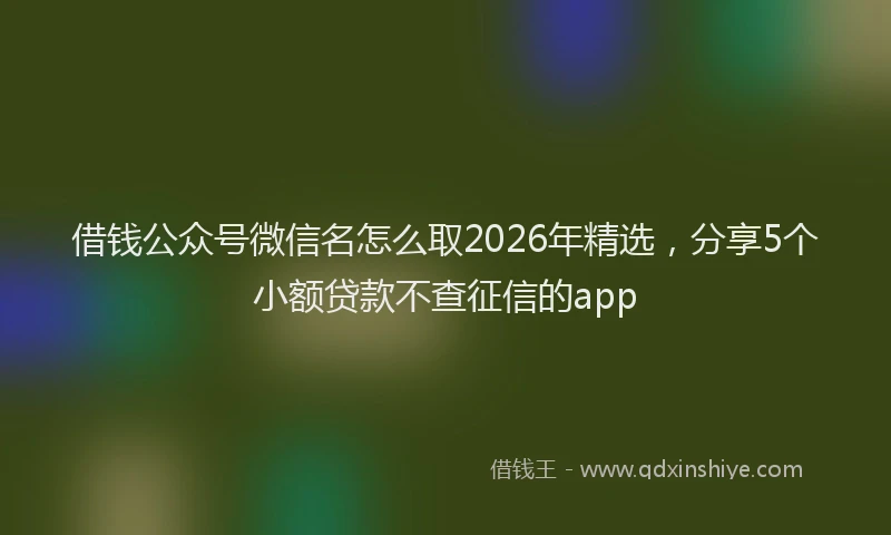 借钱公众号微信名怎么取2026年精选，分享5个小额贷款不查征信的app