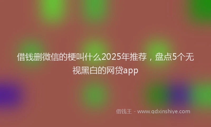 借钱删微信的梗叫什么2025年推荐，盘点5个无视黑白的网贷app