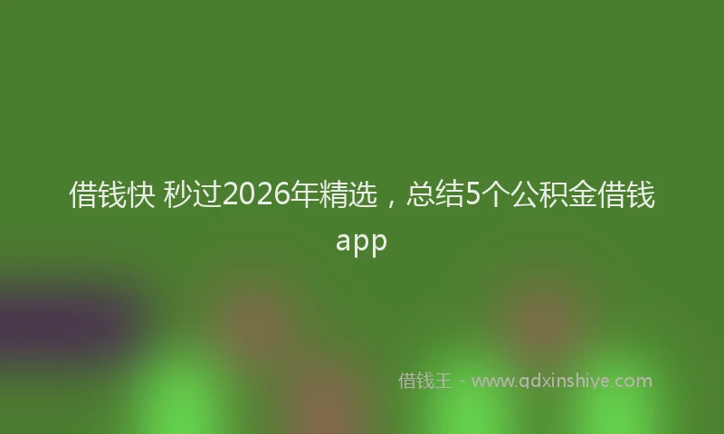 借钱快 秒过2026年精选，总结5个公积金借钱app