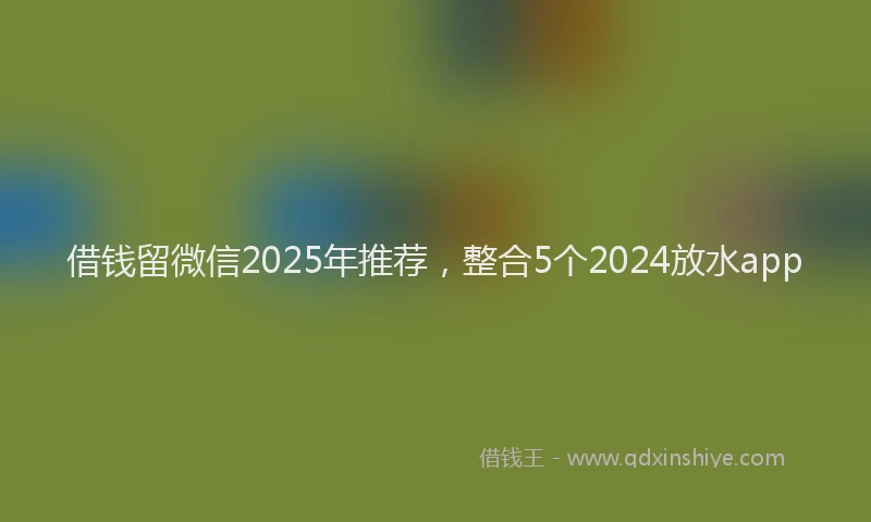借钱留微信2025年推荐，整合5个2024放水app