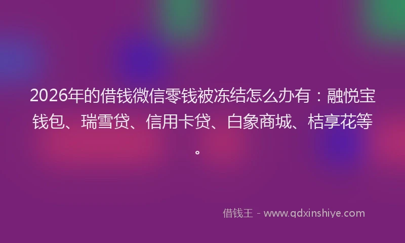 2026年的借钱微信零钱被冻结怎么办有:融悦宝钱包、瑞雪贷、信用卡贷、白象商城、桔享花等。