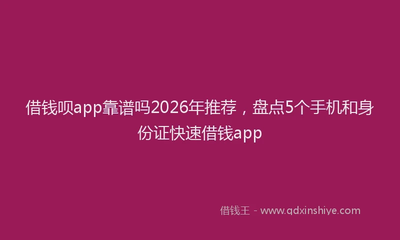 借钱呗app靠谱吗2026年推荐，盘点5个手机和身份证快速借钱app