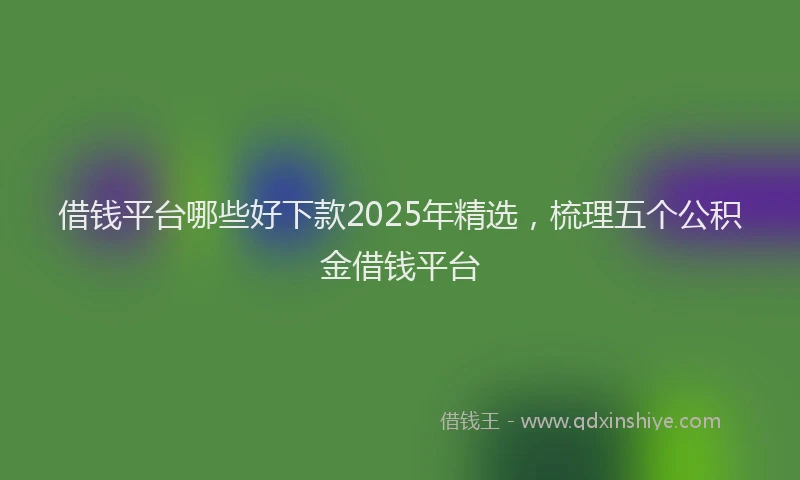 借钱平台哪些好下款2025年精选,梳理五个公积金借钱平台