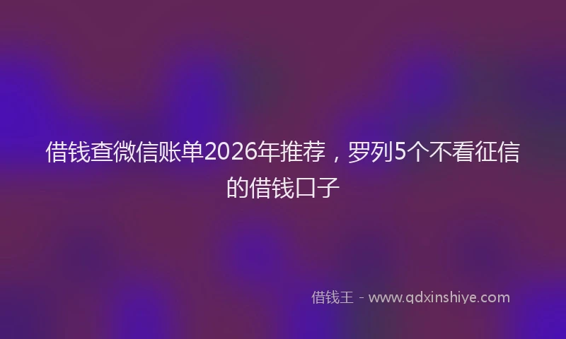 借钱查微信账单2026年推荐，罗列5个不看征信的借钱口子