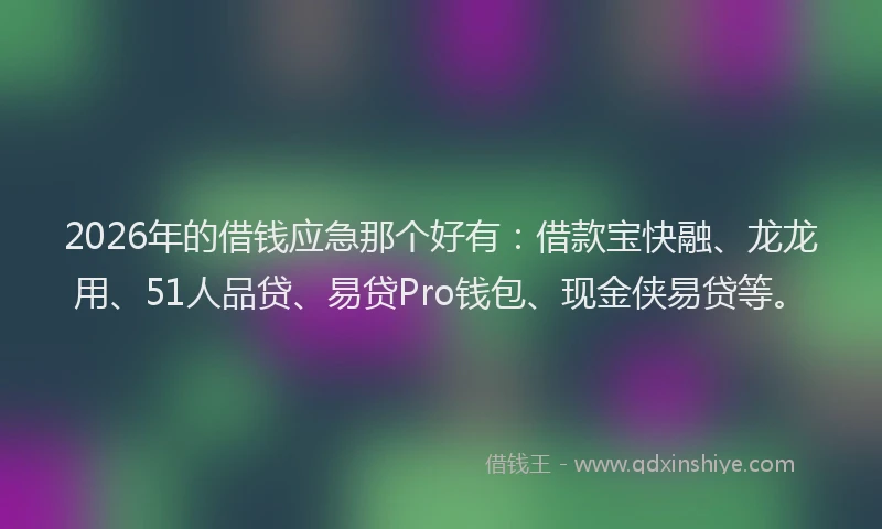 2026年的借钱应急那个好有：借款宝快融、龙龙用、51人品贷、易贷Pro钱包、现金侠易贷等。