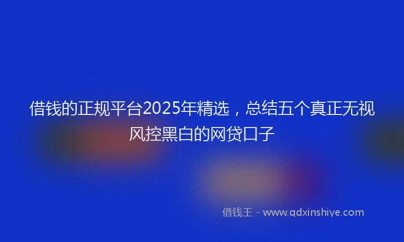 借钱的正规平台2025年精选，总结五个真正无视风控黑白的网贷口子