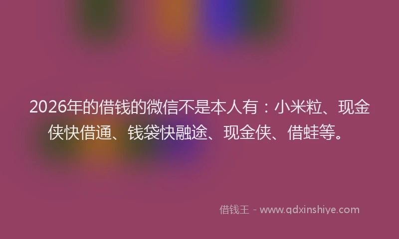 2026年的借钱的微信不是本人有:小米粒、现金侠快借通、钱袋快融途、现金侠、借蛙等。