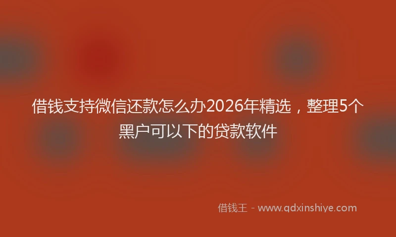 借钱支持微信还款怎么办2026年精选，整理5个黑户可以下的贷款软件