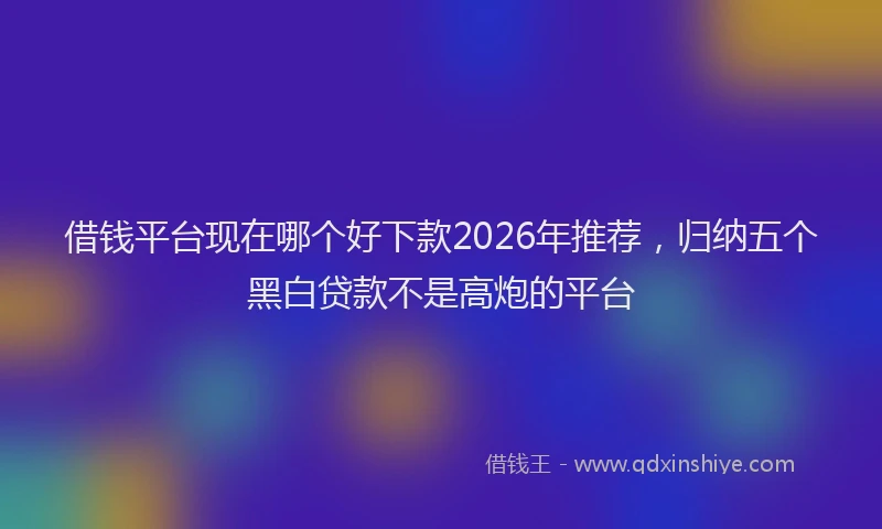 借钱平台现在哪个好下款2026年推荐，归纳五个黑白贷款不是高炮的平台