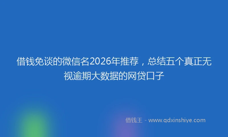 借钱免谈的微信名2026年推荐,总结五个真正无视逾期大数据的网贷口子